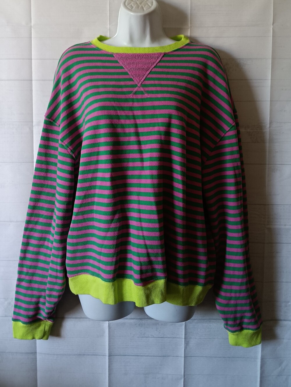 We The Free Pink Neon Stripe Oversized Classic Sweatshirt 98.00 - Picture 2 of 8